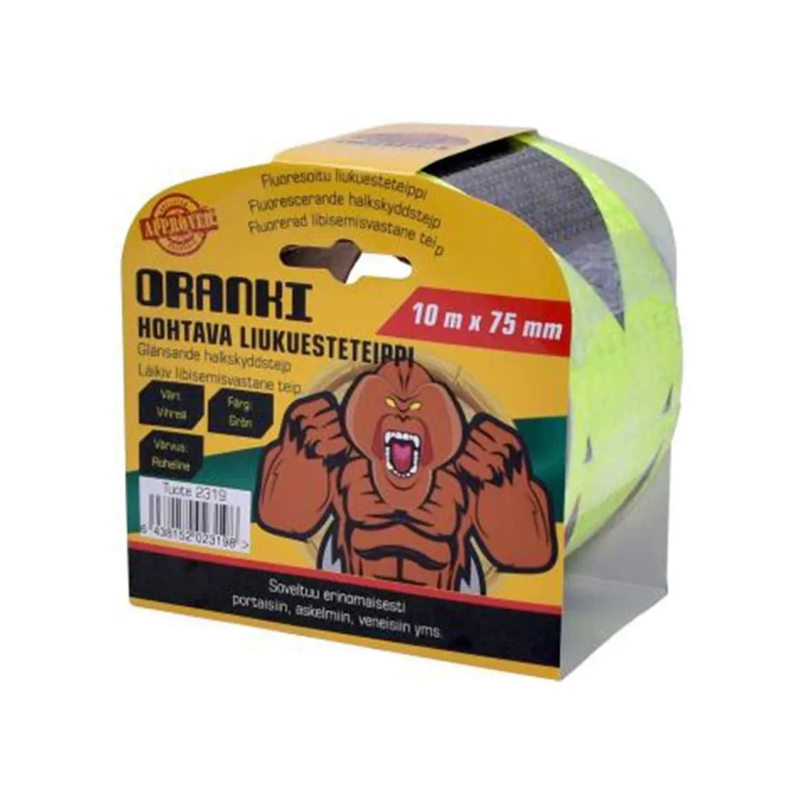 ORANKI HEIJASTINTEIPPI 10M X 75MM LIME PVC