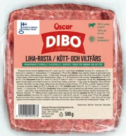 OSCAR DIBO LIHA-RIISTA TÄYDENNYSRAVINTO PAKASTE 500 G
