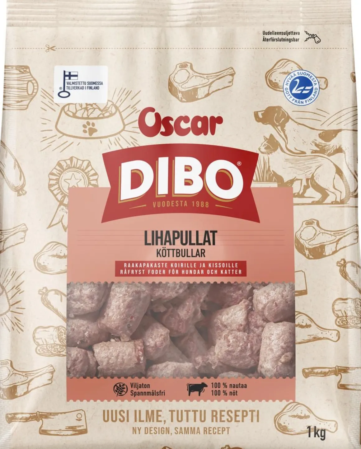 OSCAR DIBO NAUDANLIHAPULLAT 1KG PAKASTE