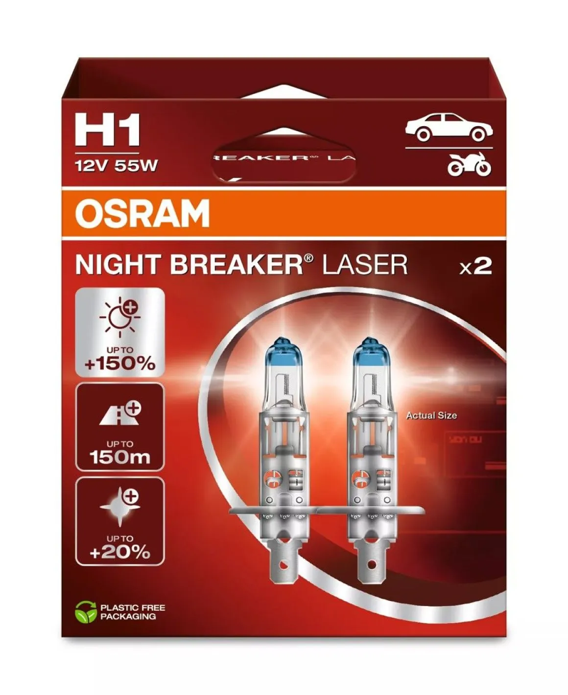 OSRAM NIGHT BREAKER LASER POLTTIMO 2 KPL 12V H1
