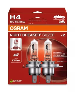 OSRAM NIGHT BREAKER SILVER POLTTIMO 2 KPL 12V H4