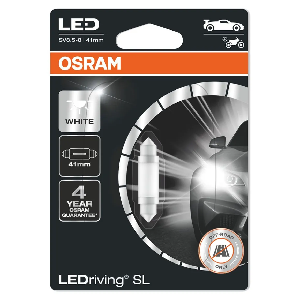 OSRAM LEDRIVING SL POLTTIMO 1 KPL C5W 12V KYLMÄ VALKOINEN