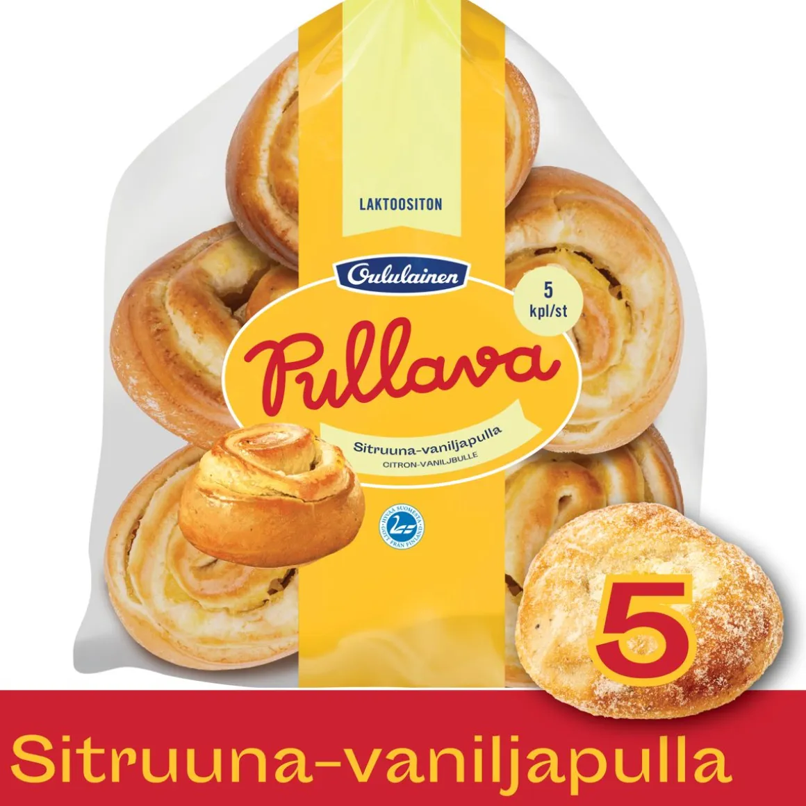 OULULAINEN PULLAVA SITRUUNA-VANILJAPULLA 5KPL 275 G