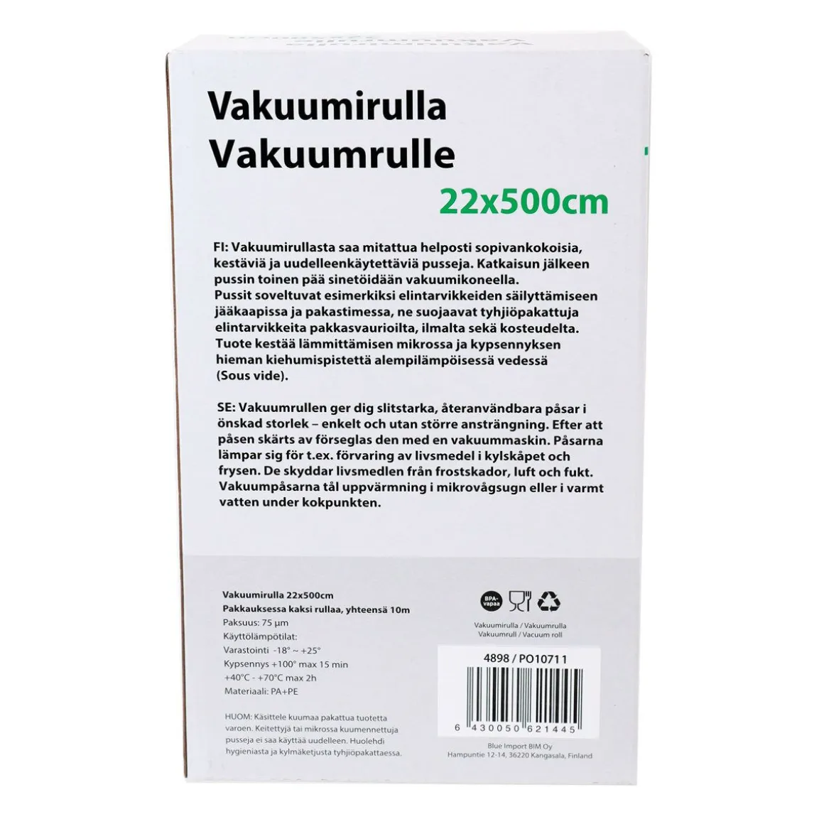 OUTDOORS VAKUUMIRULLA 2KPL 22X500CM LEIKATTAVA
