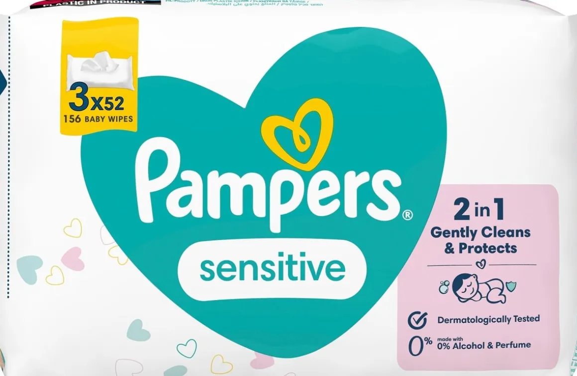PAMPERS SENSITIVE WIPES 3-PACK 156KPL 156 KPL