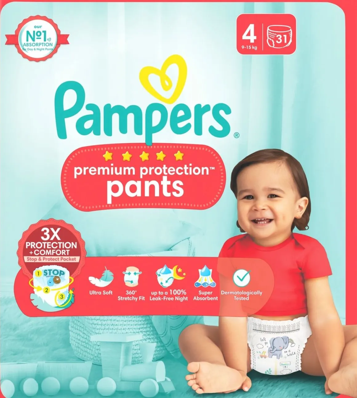 PAMPERS PREMIUM PROTECTION PANTS S4 9-15KG SÄÄSTÖPAKKAUS 31KPL 31 KP