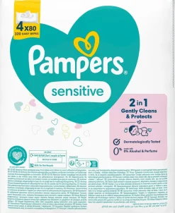 PAMPERS SENSITIVE PUHDISTUSPYYHE 4-PACK/320 320 KPL