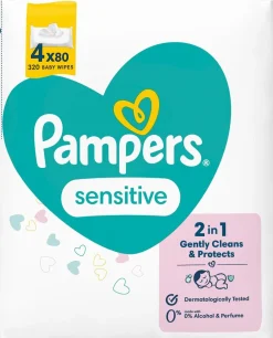 PAMPERS SENSITIVE PUHDISTUSPYYHE 4-PACK/320 320 KPL