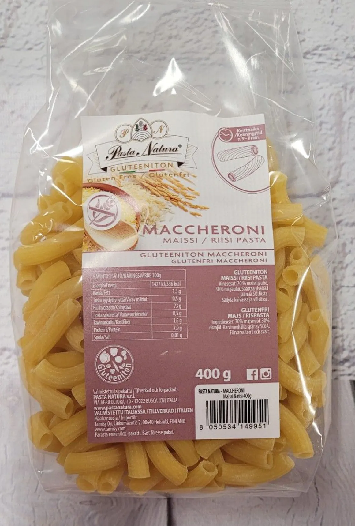 PASTA NATURA MACCHERONI PASTA GLUTEENITON 400 G