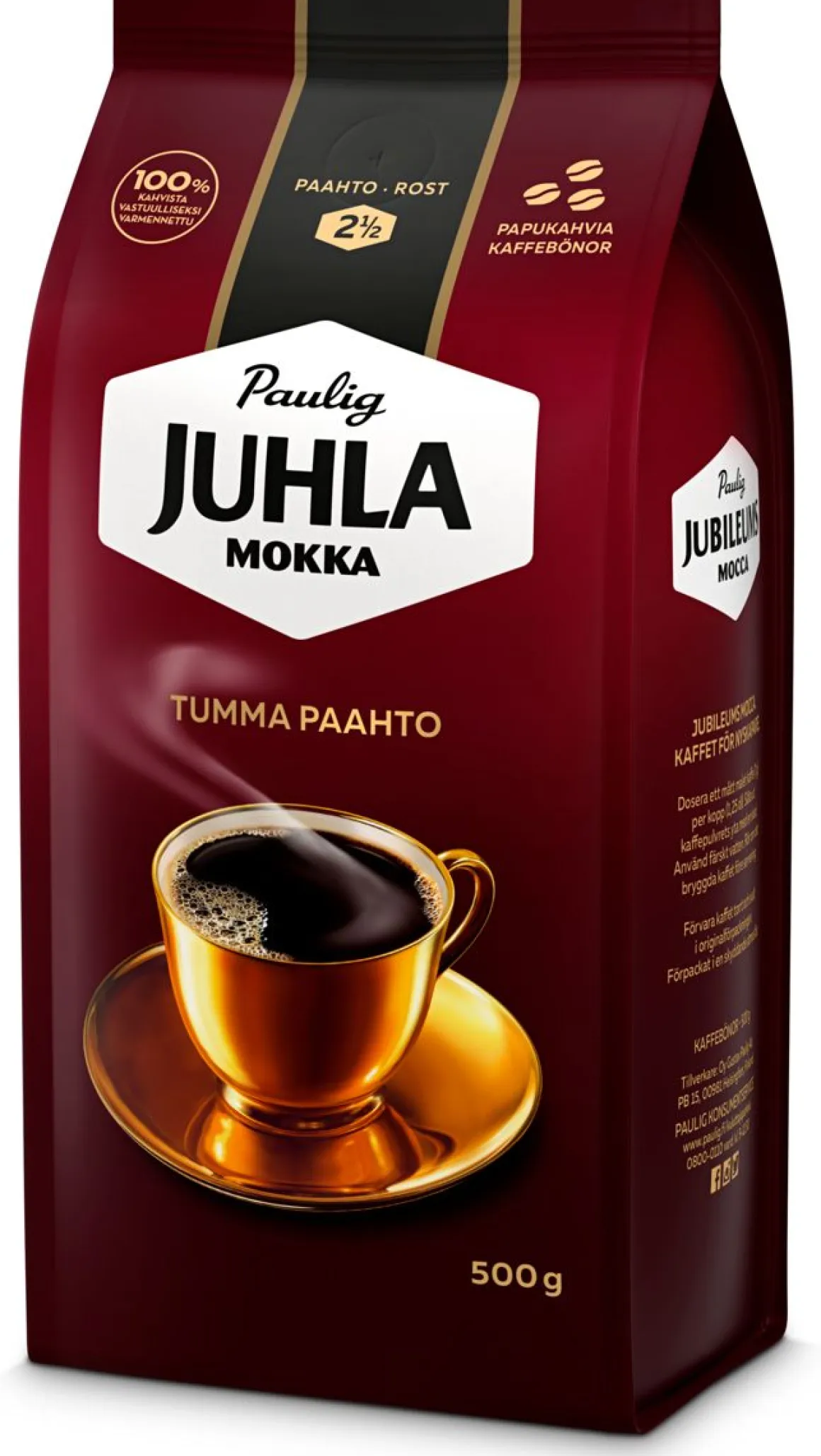 PAULIG JUHLA MOKKA TUMMA PAAHTO PAPU 500 G