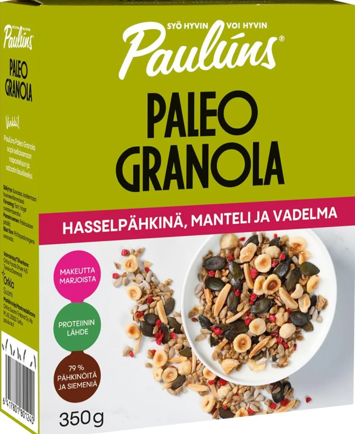 PAULÚNS GRANOLA HASSELPÄHKINÄ PALEO 350 G