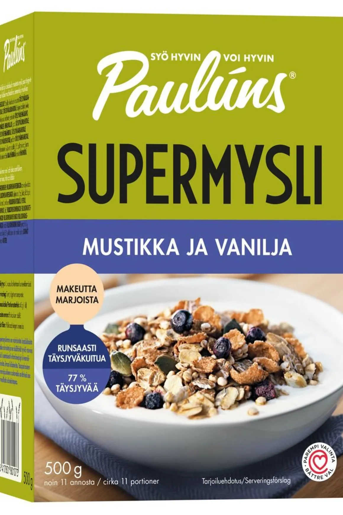 PAULÚNS MUSTIKKA JA VANILJA MYSLI 500 G