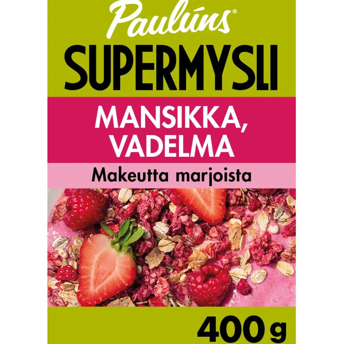 PAULÚNS SUPERMYSLI MANSIKKA JA VADELMA 400 G