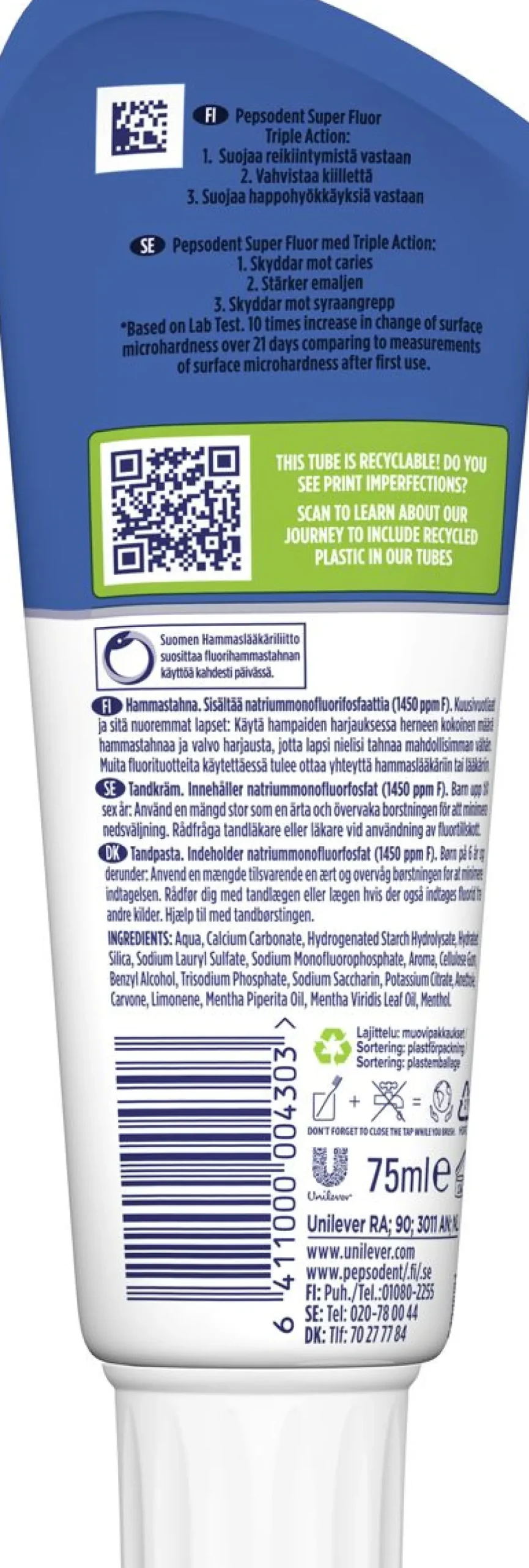 PEPSODENT SUPER FLUOR PYSTYTUUBI 75 ML