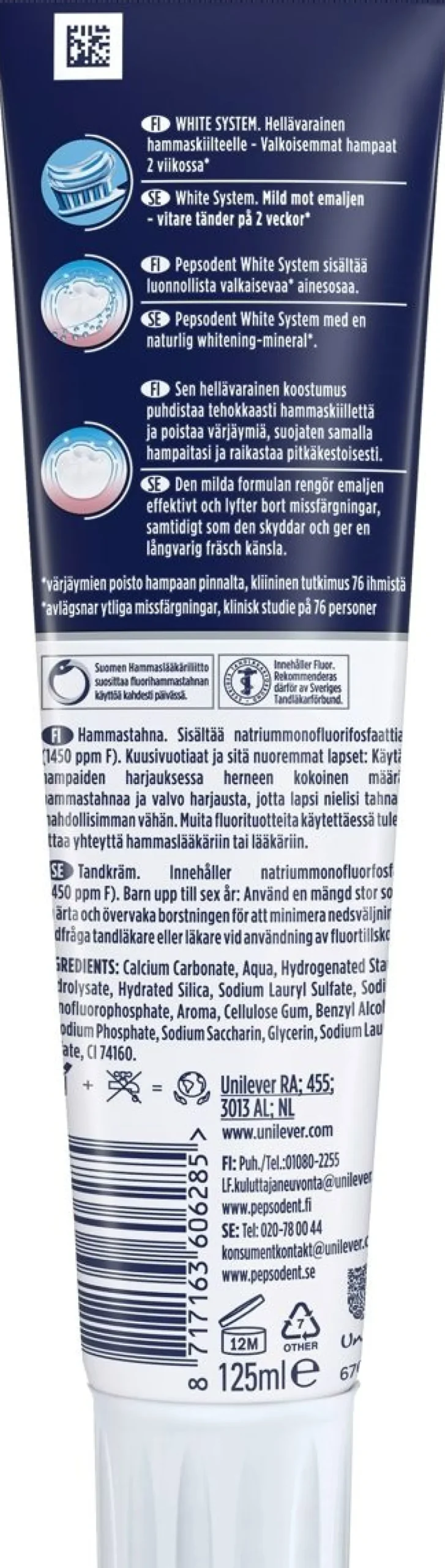 PEPSODENT WHITE SYSTEM PYSTYTUUBI 125 ML
