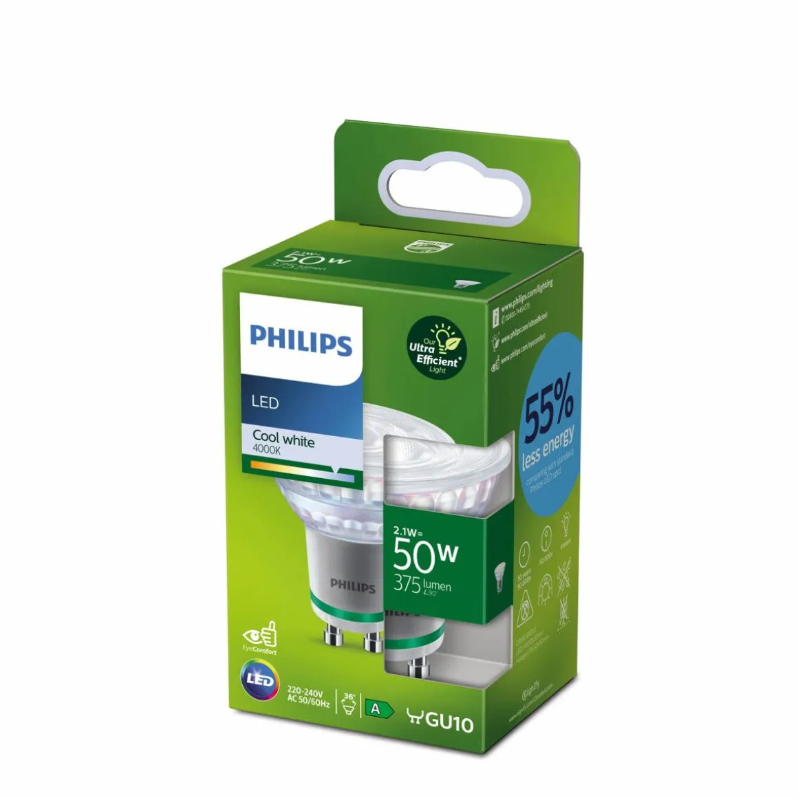 PHILIPS LED-KOHDELAMPPU ULTRA EFFICIENT 2,1W 400LM GU10 4000K