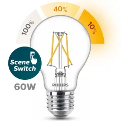PHILIPS LED-LAMPPU SCENESWITCH 60W A60 E27 806L-320L-150L 2200-