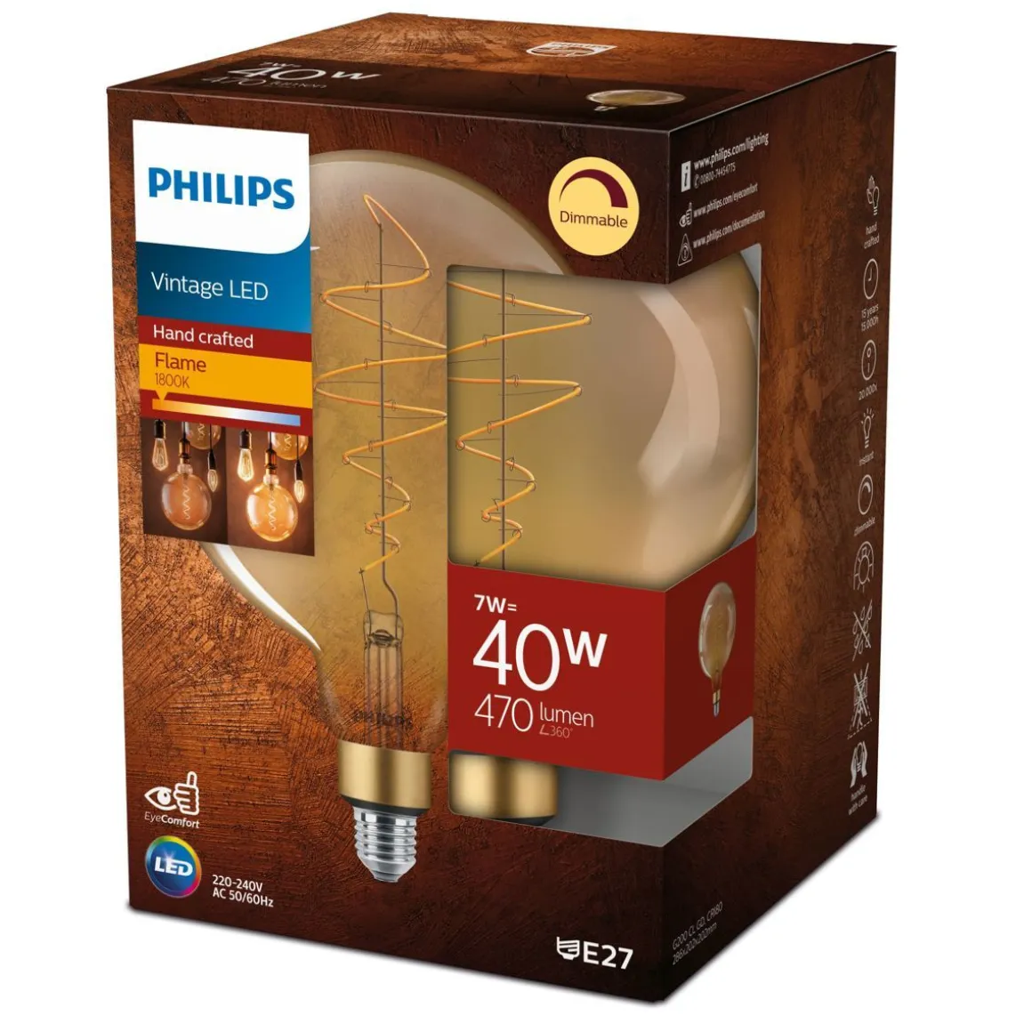 PHILIPS LED-LAMPPU 7W G200 E27 1800K