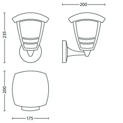 PHILIPS CREEK ULKOSEINÄVALAISIN MUSTA 60W 230V HIMMENNETTÄVÄ
