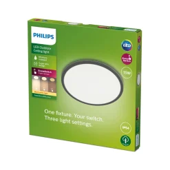 PHILIPS KATTOVALAISIN 24,5 CM 15W 27K IP54 MUSTA PYÖREÄ