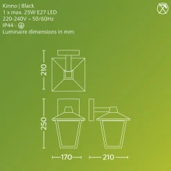 PHILIPS KINNO ULKOSEINÄVALAISIN MAX 25W E27 MUSTA