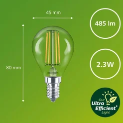 PHILIPS LED LAMPPU ULTRA EFFICIENT 2,3W E14 485LM 2700K