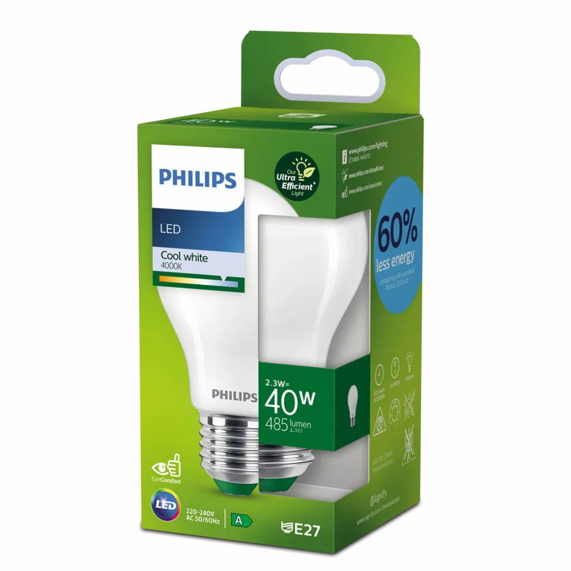 PHILIPS LED-LAMPPU ULTRA EFFICIENT 2,3W 485LM E27 4000K