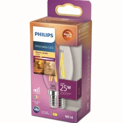 PHILIPS LED-LAMPPU 5W B35 E14 KIRKAS 250L 2200-2700K