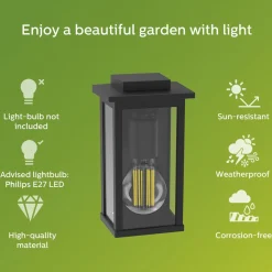 PHILIPS MIRTH ULKOSEINÄVALAISIN MAX 25W E27 MUSTA