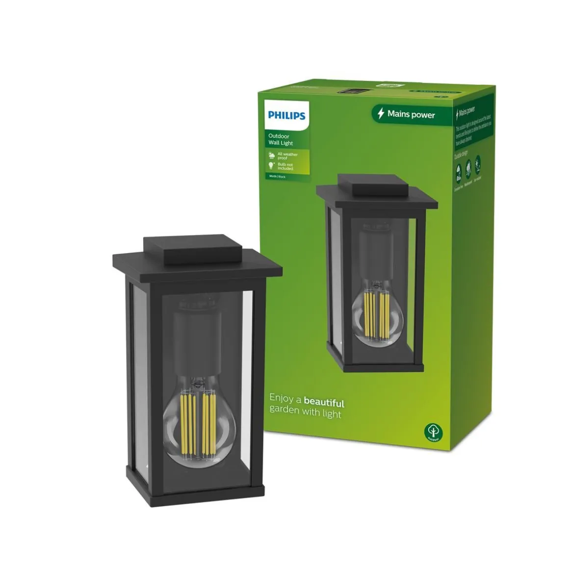 PHILIPS MIRTH ULKOSEINÄVALAISIN MAX 25W E27 MUSTA
