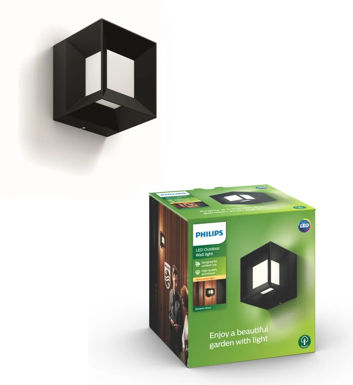 PHILIPS PARTERRE ULKOSEINÄVALAISIN MUSTA 8W 230V IP44 ALUMIINI