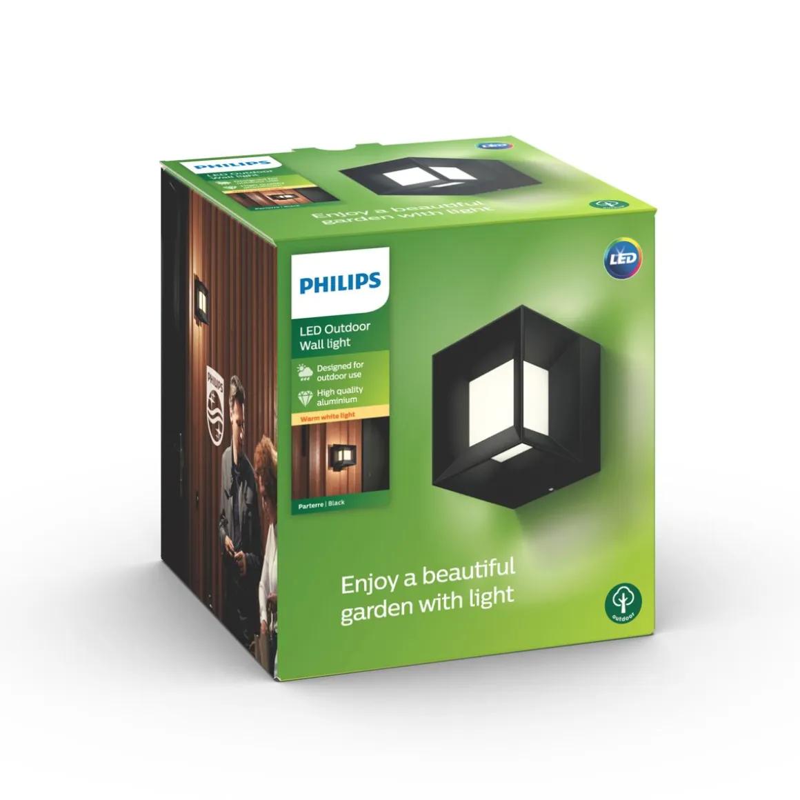 PHILIPS PARTERRE ULKOSEINÄVALAISIN MUSTA 8W 230V IP44 ALUMIINI