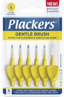 PLACKERS GENTLE BRUSH L 0.7 MM HAMMASVÄLIHARJA 6 KPL