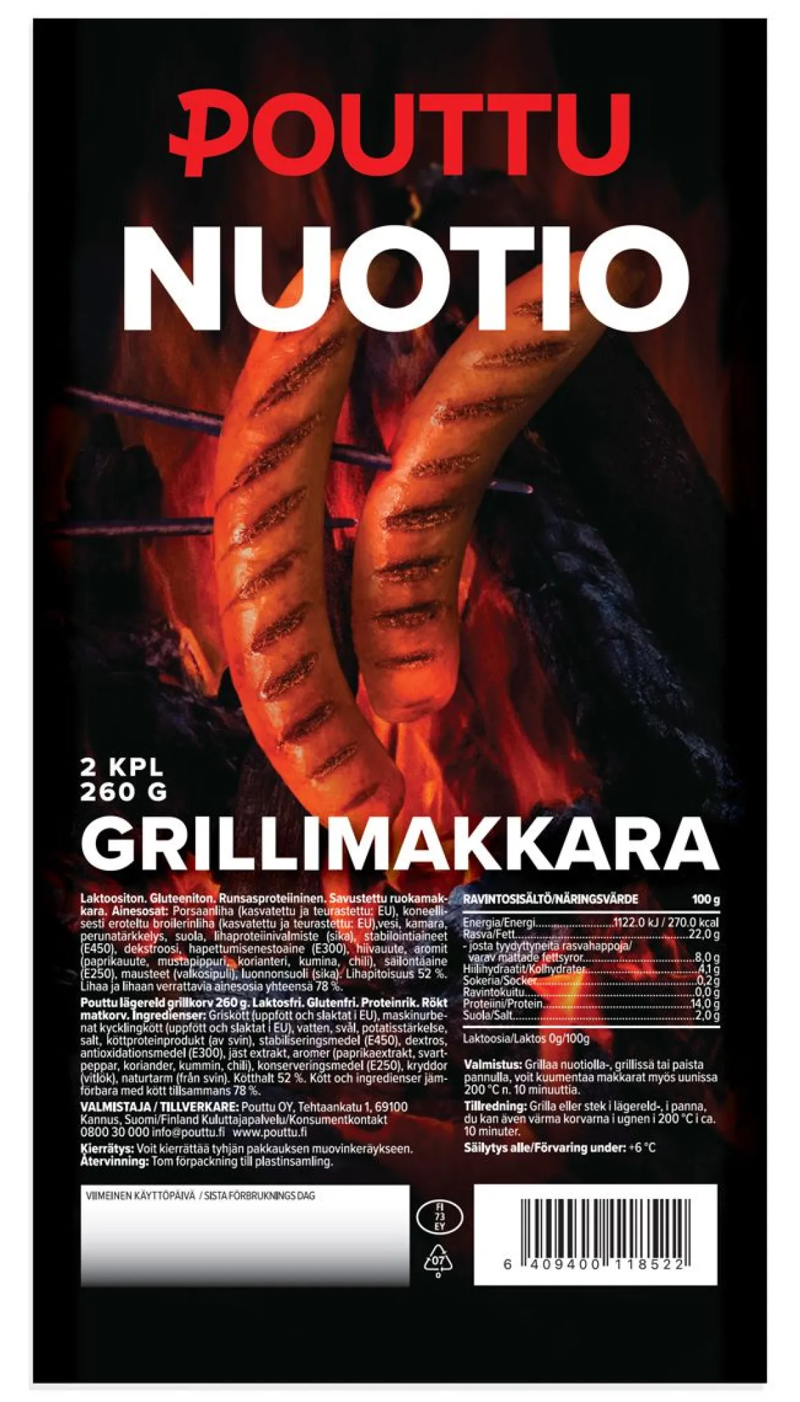 POUTTU NUOTIO GRILLIMAKKARA 260 G
