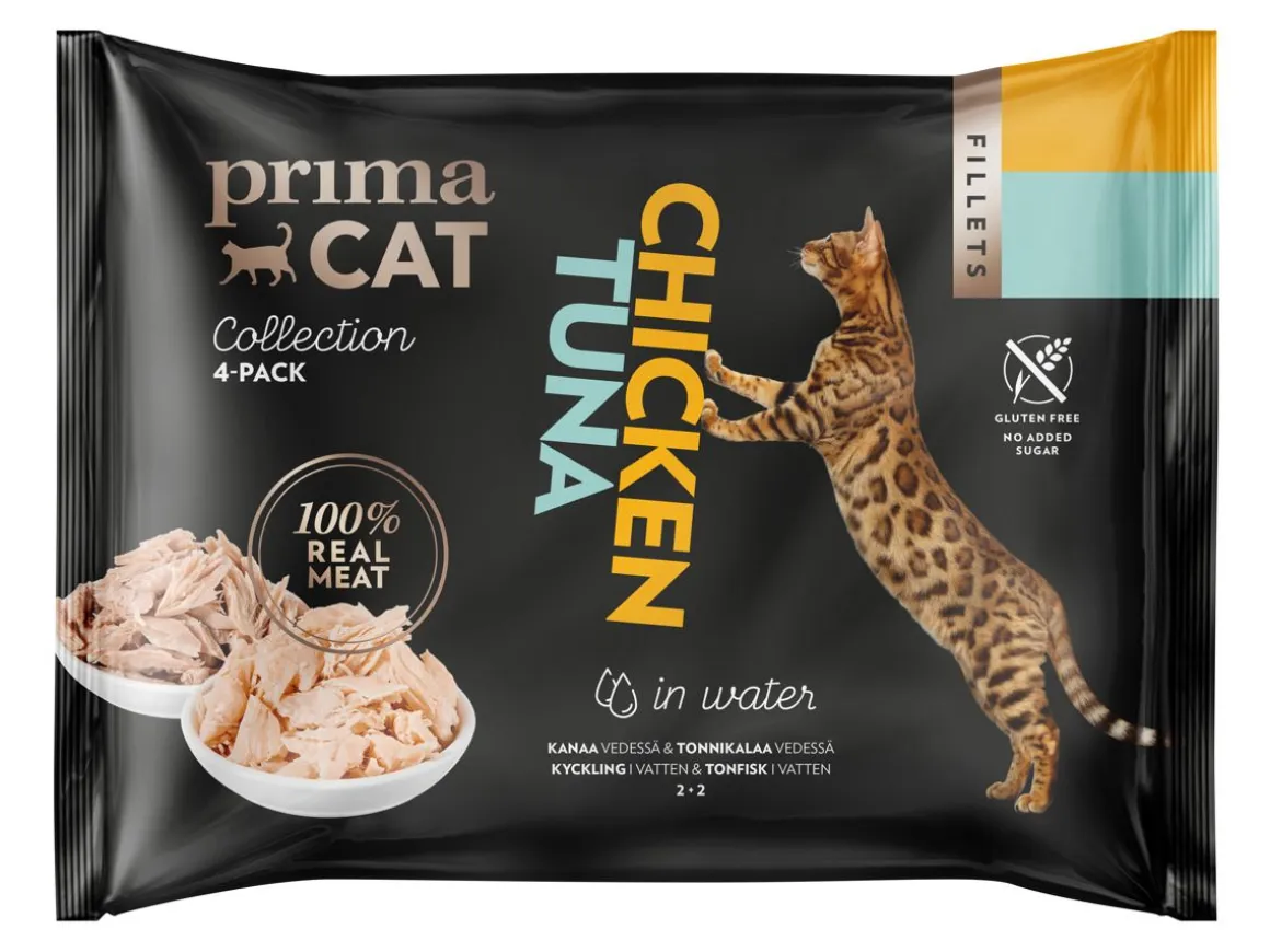 PRIMACAT FILLETS 4*50G KANAA VEDESSÄ & TONNIKALAA VEDESSÄ 200 G