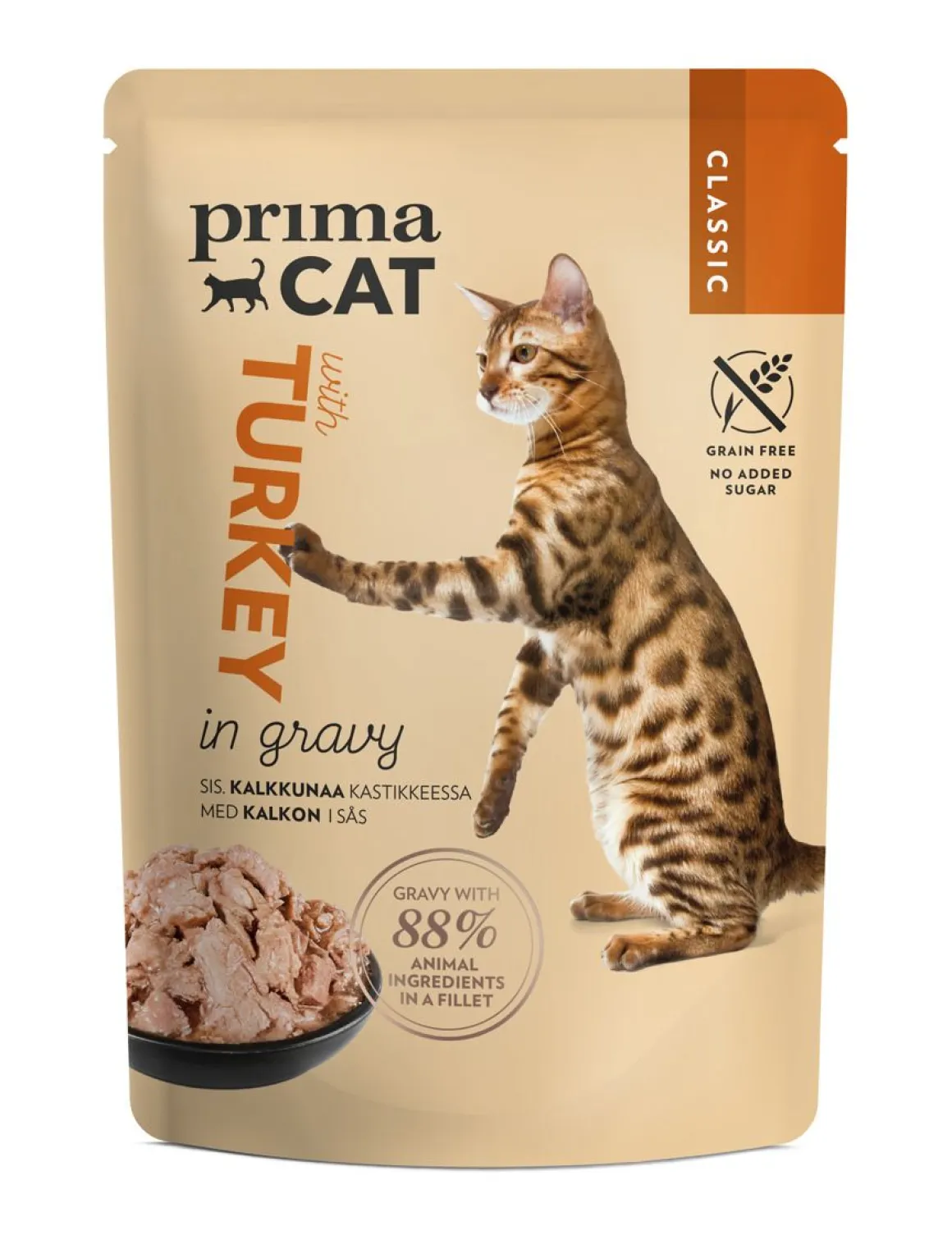 PRIMACAT CLASSIC KALKKUNAA KASTIKKEESSA 85 G