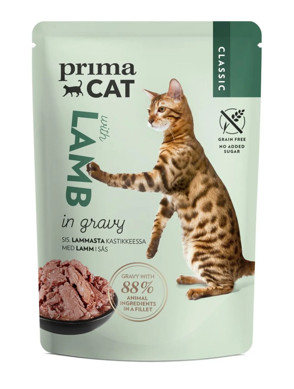 PRIMACAT CLASSIC LAMMASTA KASTIKKEESSA 85 G