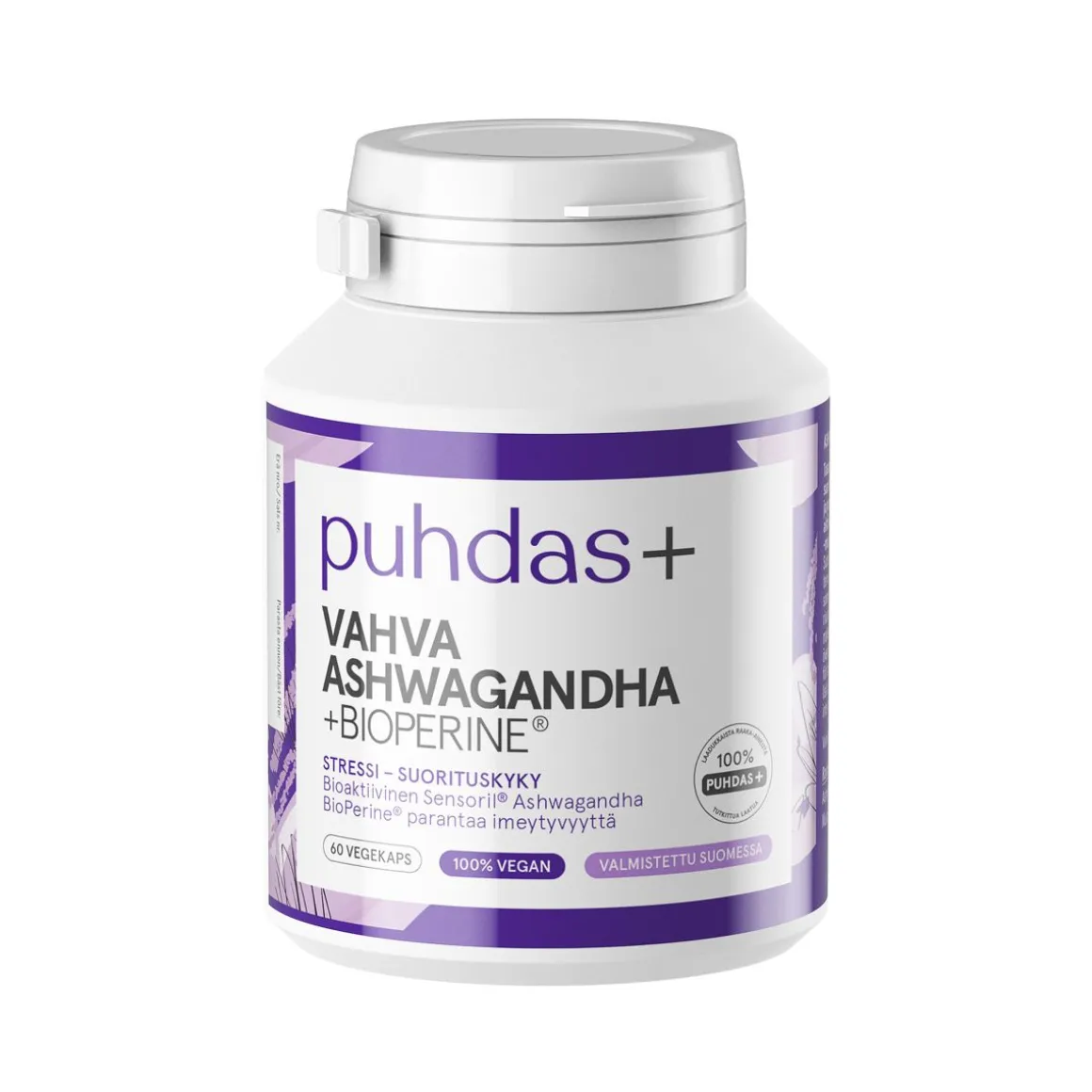 PUHDAS+ VAHVA ASHWAGANDA + BIOPERINE 125 MG 60 VEGEKAPS 60 KP