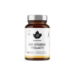 PUHDISTAMO B12-VITAMIINI + FOLAATTI, VADELMA 60 KPL