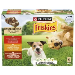 PURINA FRISKIES KOIRAN ANNOSP. ADULT KASTIKKEESSA 12*85G 1,02 KG