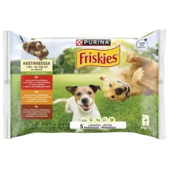 PURINA FRISKIES KOIRAN ANNOSP. ADULT KASTIKKEESSA 4*85G LAJ. 340 G