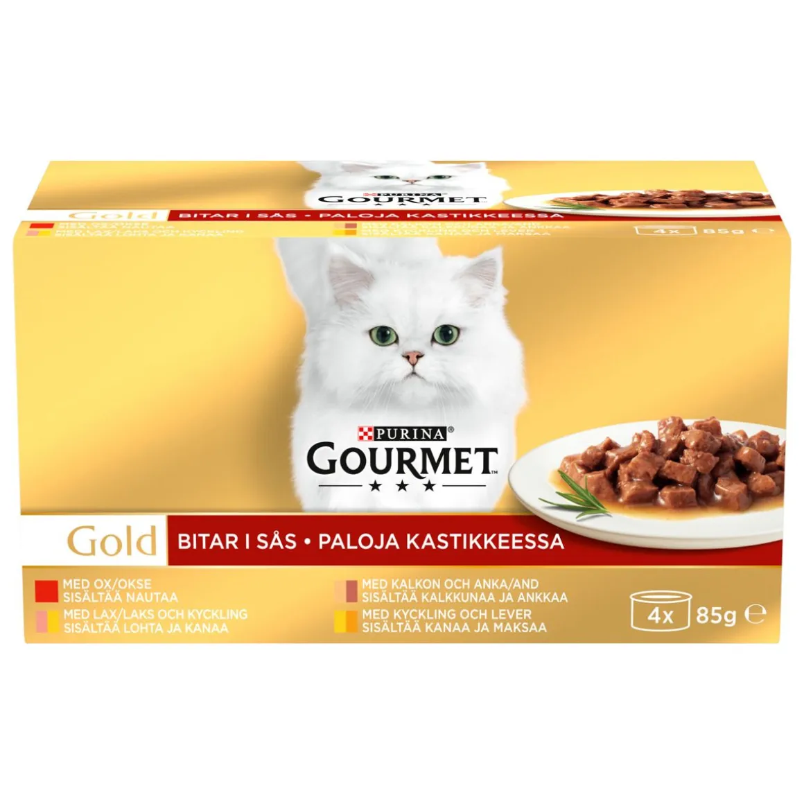 PURINA GOURMET GOLD MINITÖLKIT LOHTA JA KANAA KASTIKKEESSA 85 G
