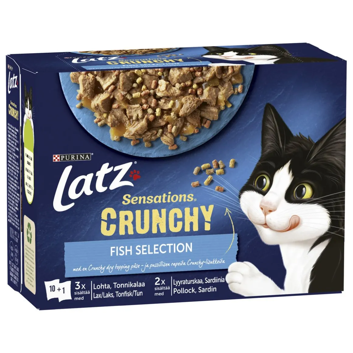 PURINA LATZ SENSATIONS CRUNCHY FISH LAJ HYYT 10*85G+40G 890 G