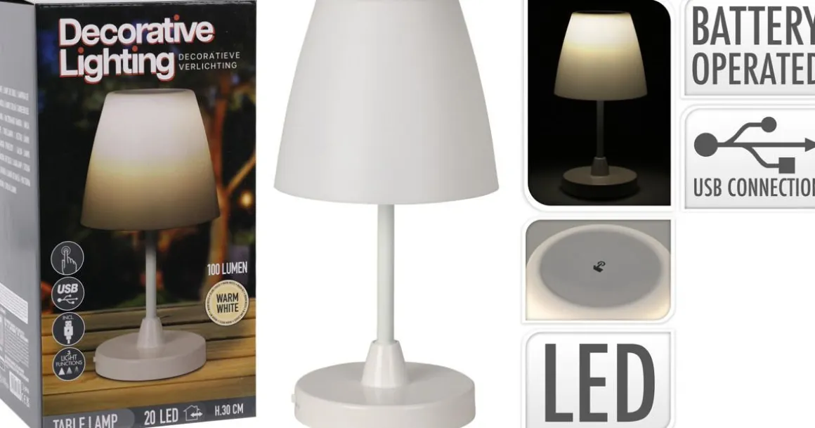 PÖYTÄLAMPPU LED 13X30CM VALKOINEN