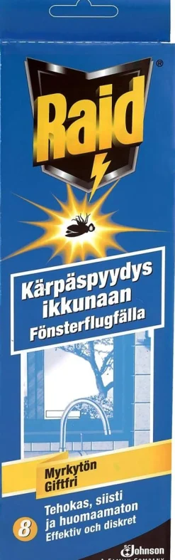 RAID KÄRPÄSPYYDYS IKKUNAAN / FÖNSTERFLUGFÄLLA 8 KPL