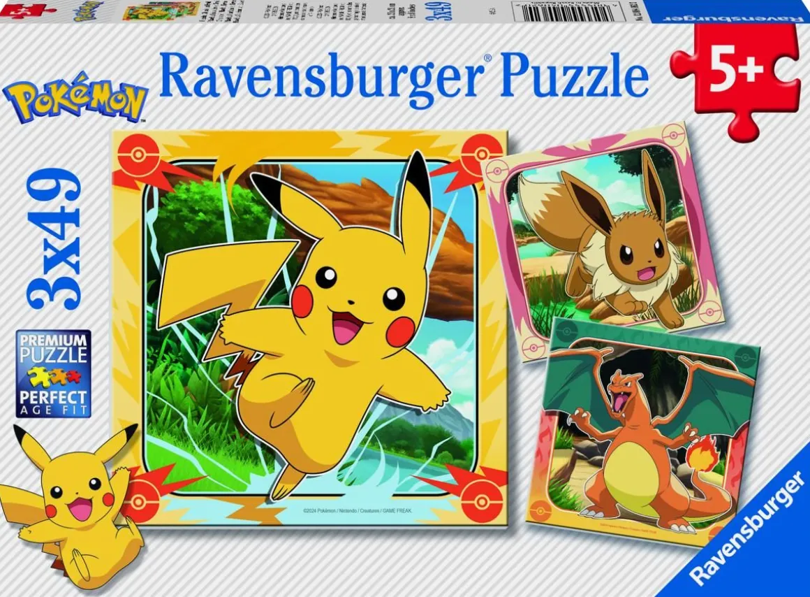 RAVENSBURGER PALAPELI 3X49P PIKACHU, CHARIZARD AND EEVEE!