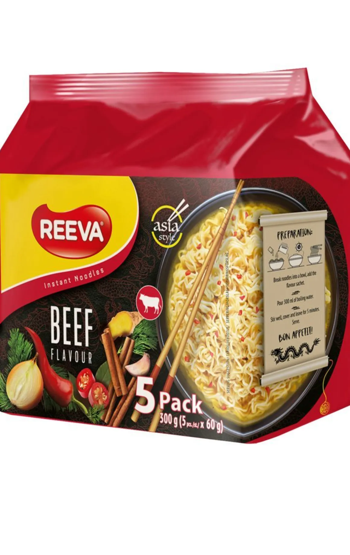REEVA ASIA NAUDANLIHANMAKUINEN NUUDELI 5X60G 300 G