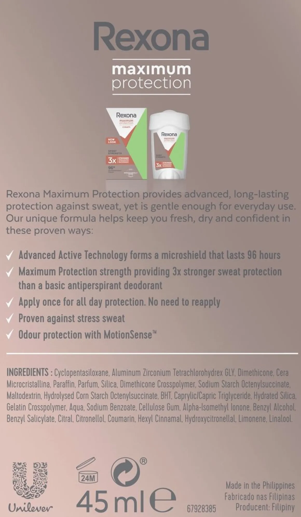 REXONA MAXIMUM PROTECTION SPORT STRENGHT 45 ML