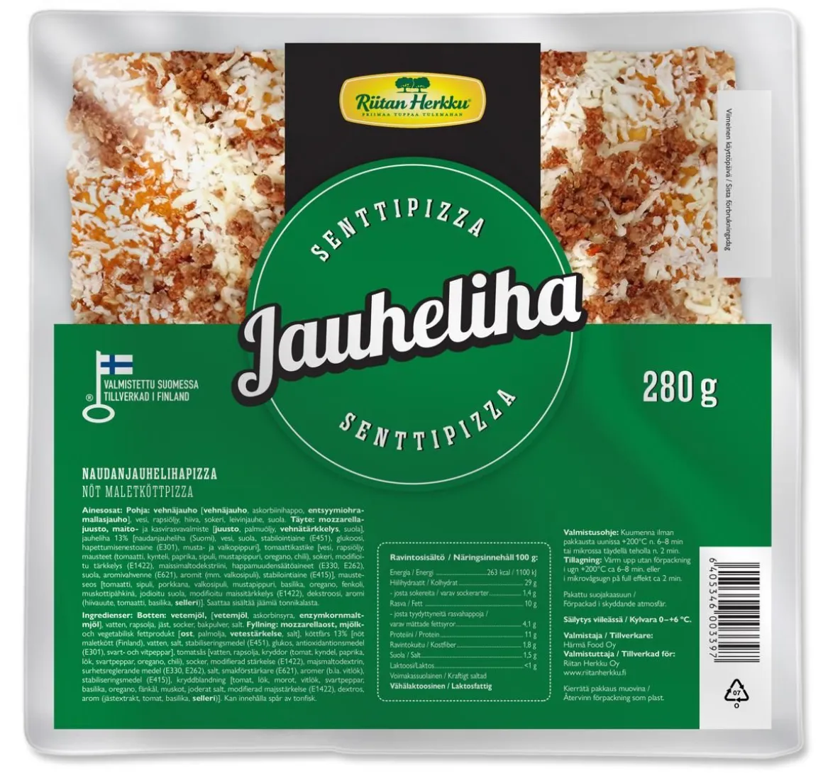 RIITAN HERKKU SENTTIPIZZA JAUHELIHA 280 G