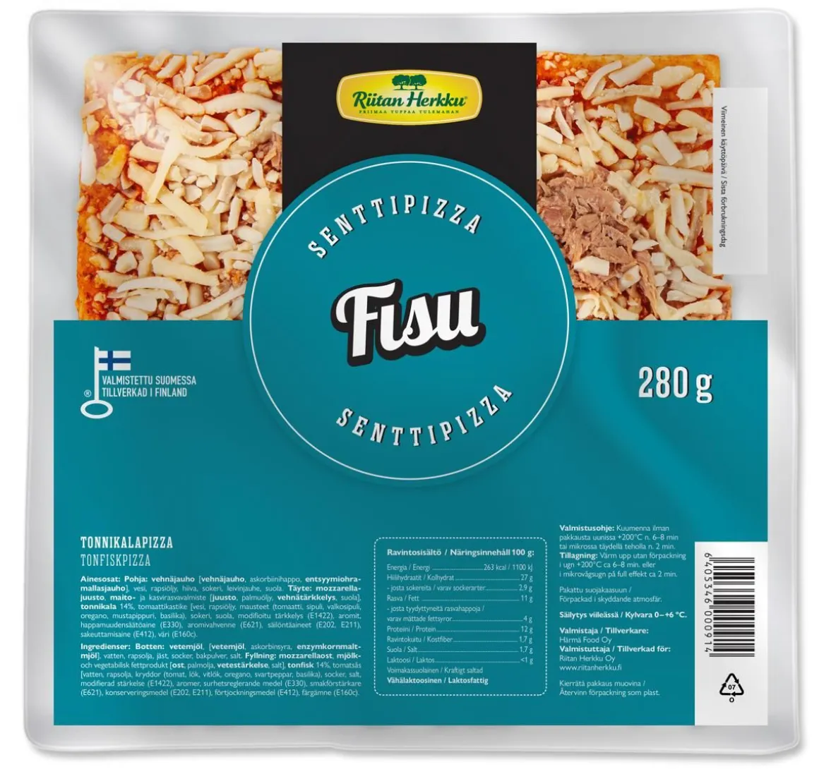 RIITAN HERKKU SENTTIPIZZA TONNIKALA 280 G